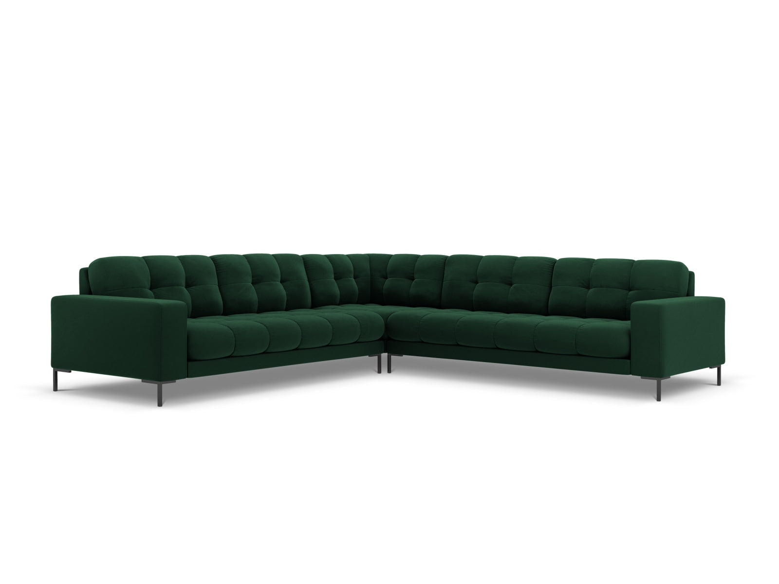 Mamaia Symmetrical Corner Sofa, 6 Seats, 256x256 cm — Bottle Green