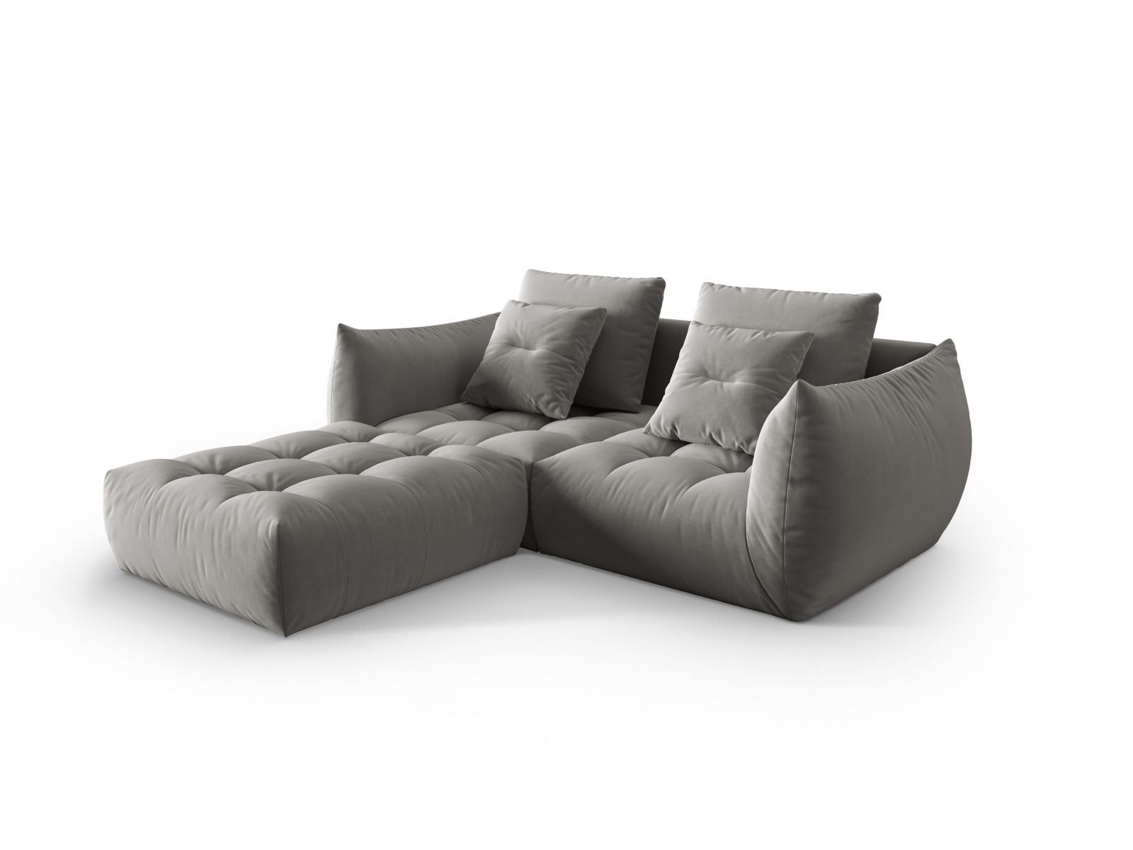Ecksofa Samt Grau Bloom — Detailansicht