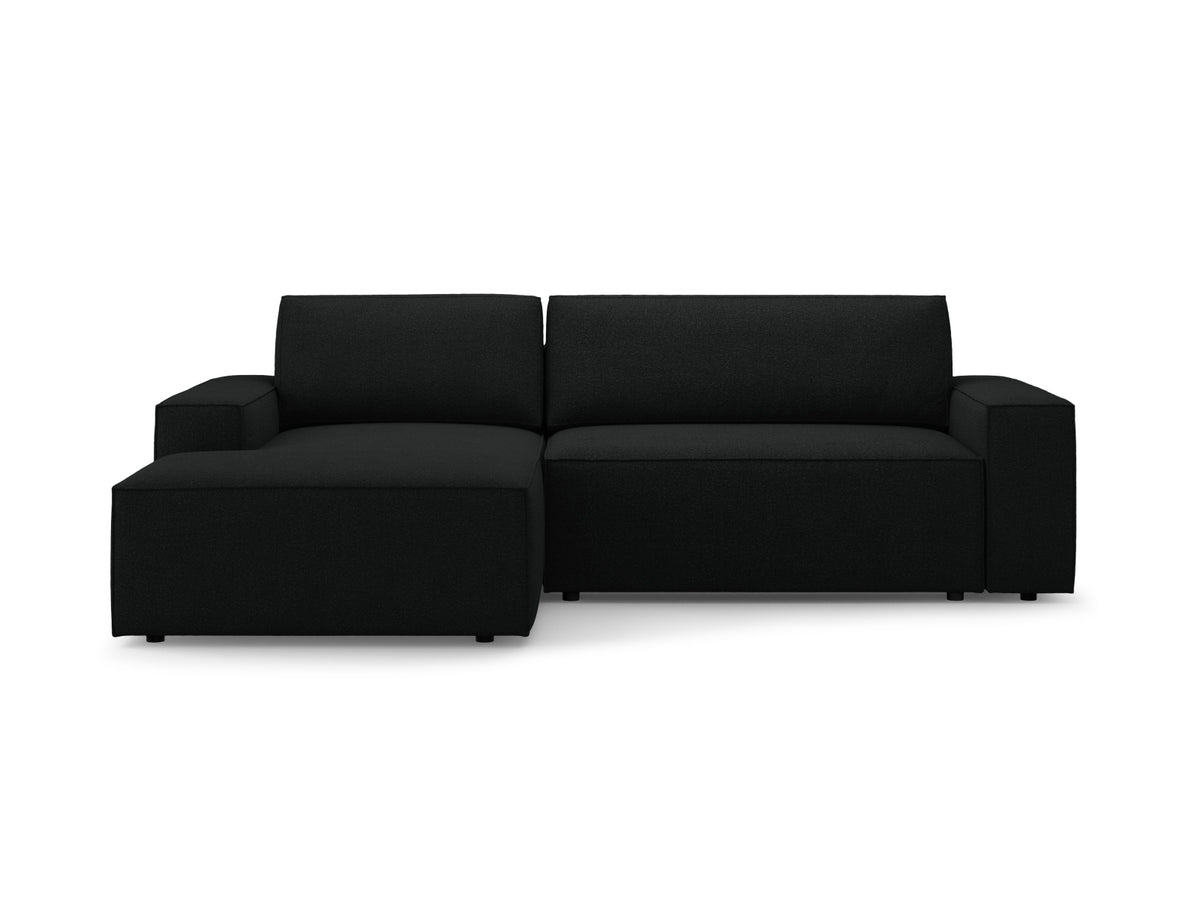 Jodie Corner Sofa With Bed Function And Box, 3 Seats, 246x151 cm — Black / Left