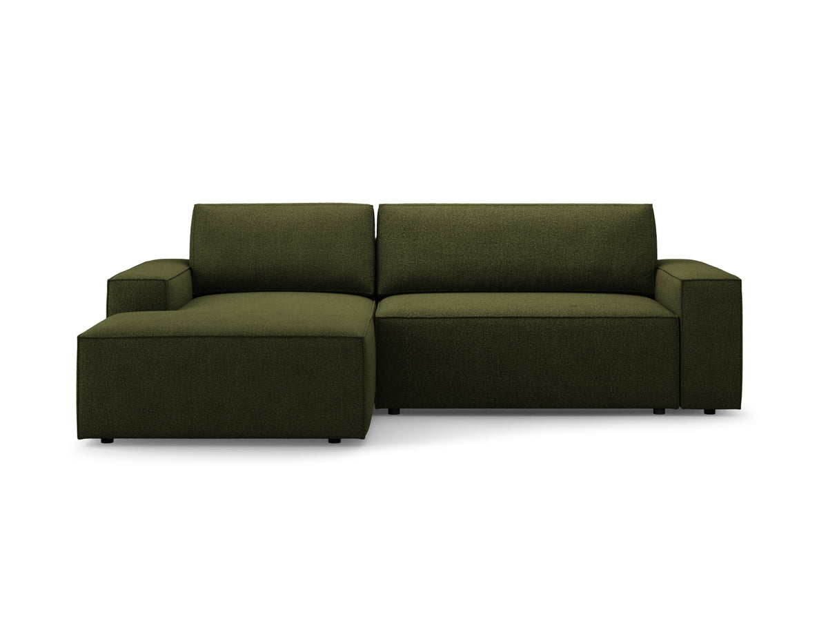 Jodie Corner Sofa With Bed Function And Box, 3 Seats, 246x151 cm — Dark Olive Green / Left