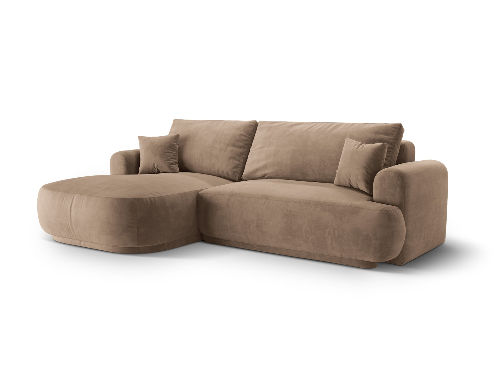 Ecksofa Samt Dunkelbeige Ella — Detailansicht