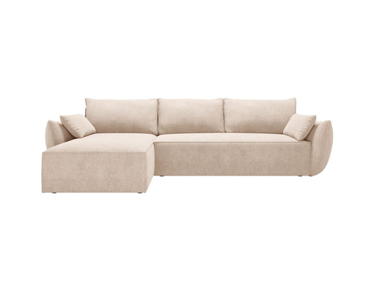 Kaelle Corner Sofa With Bed Function And Box, 4 Seats, 252x165 cm — Beige / Left