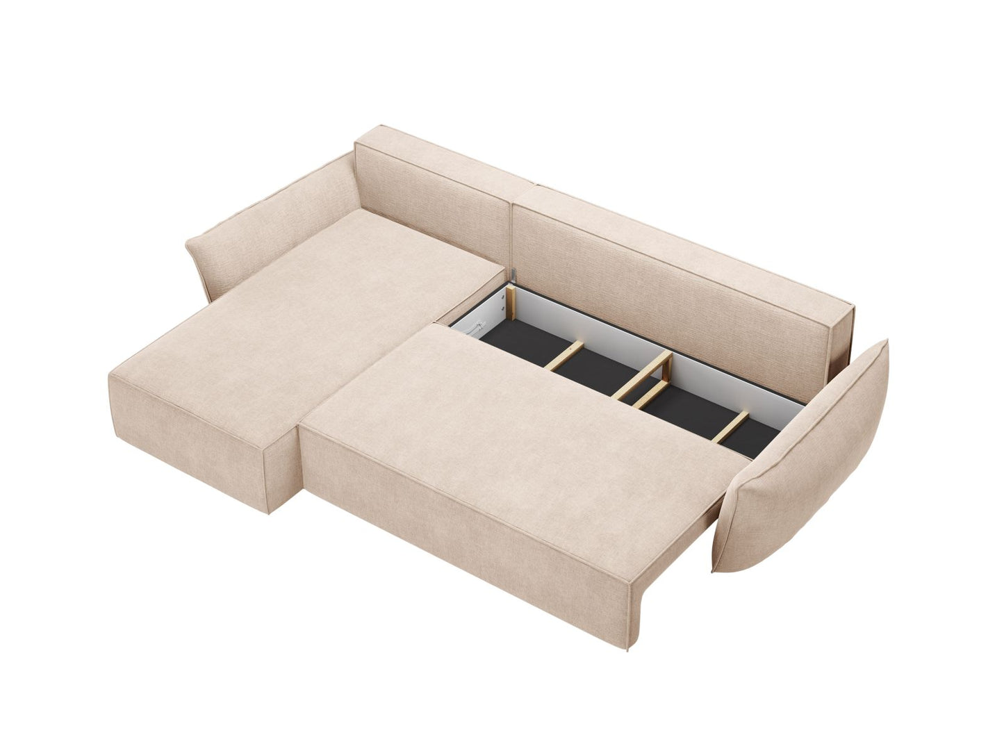 Ecksofa Chenille Beige Kaelle — Maße und Details