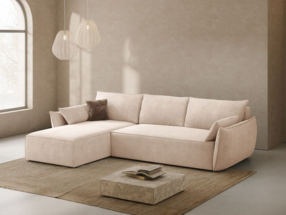 Ecksofa Chenille Beige Kaelle — Wohnbeispiel