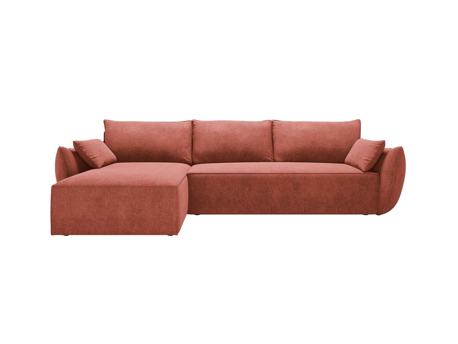 Kaelle Corner Sofa With Bed Function And Box, 4 Seats, 252x165 cm — Terracotta / Left