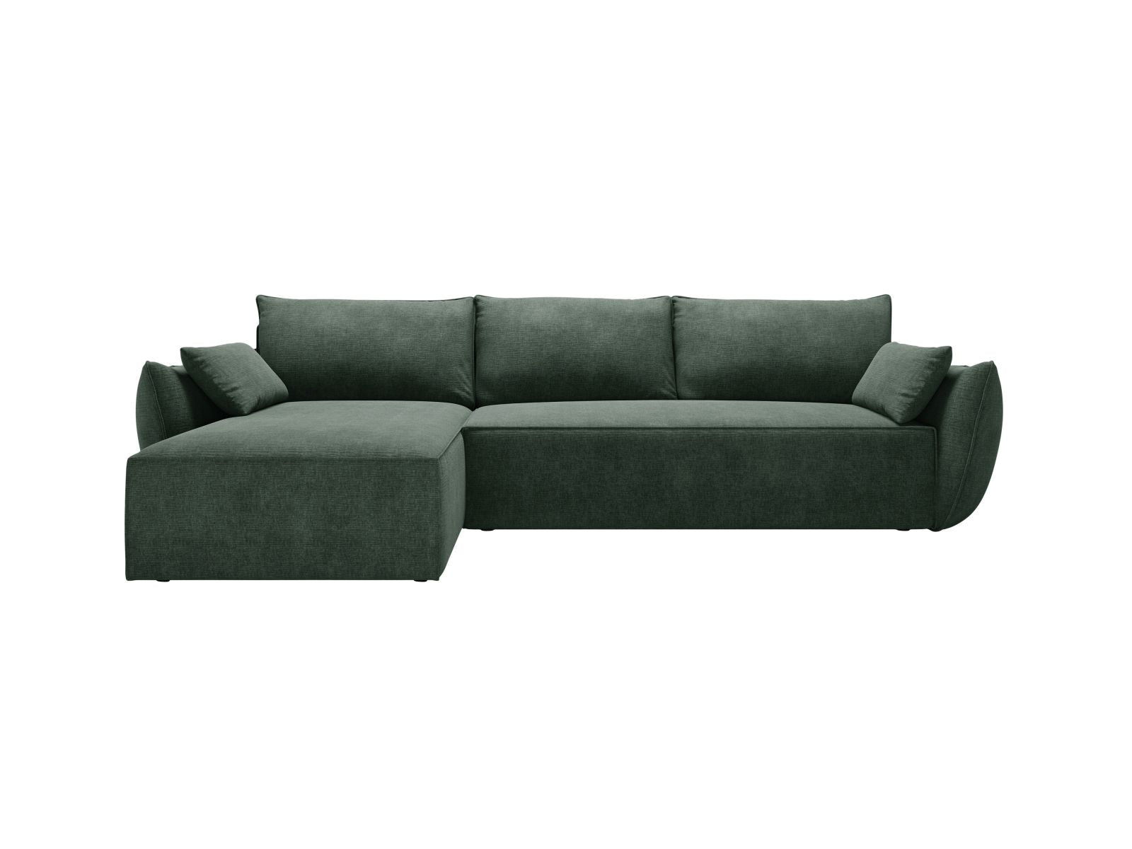 Kaelle Corner Sofa With Bed Function And Box, 4 Seats, 252x165 cm — Bottle Green / Left