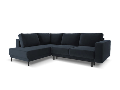 Ecksofa Samt Schwarz Caro — Dark Blue