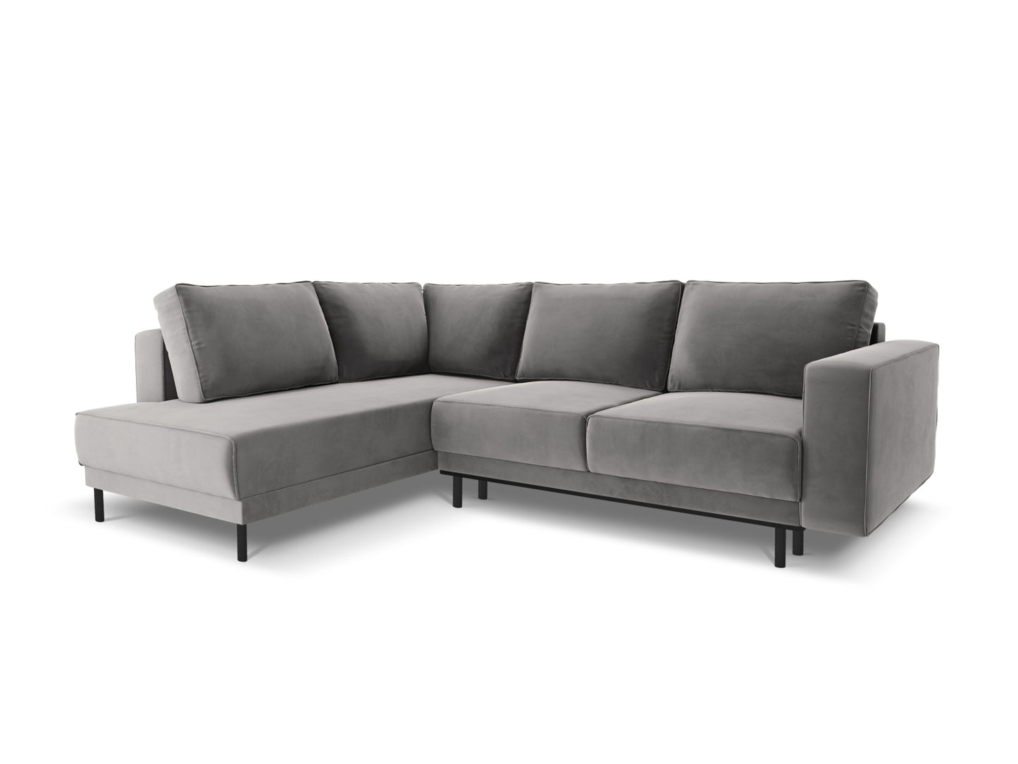 Ecksofa Samt Schwarz Caro — Light Grey