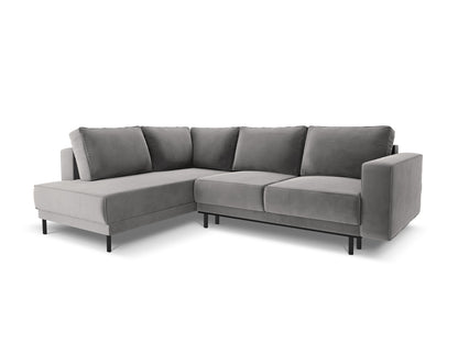 Ecksofa Samt Schwarz Caro — Light Grey
