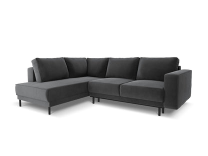 Ecksofa Samt Schwarz Caro — Grey