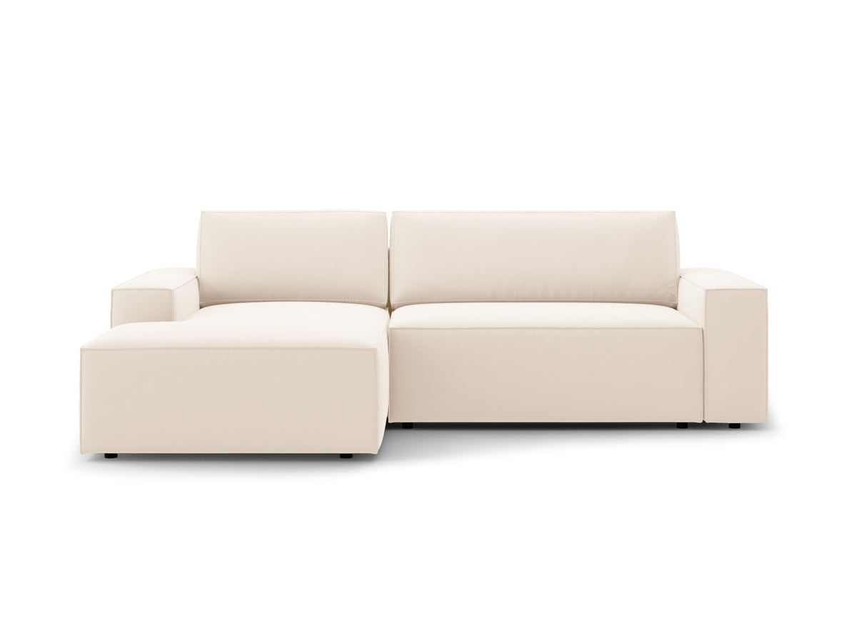 Jodie Corner Sofa With Bed Function And Box, 3 Seats, 246x151 cm — Light Beige / Left