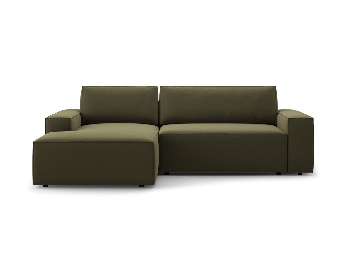 Jodie Corner Sofa With Bed Function And Box, 3 Seats, 246x151 cm — Green / Left