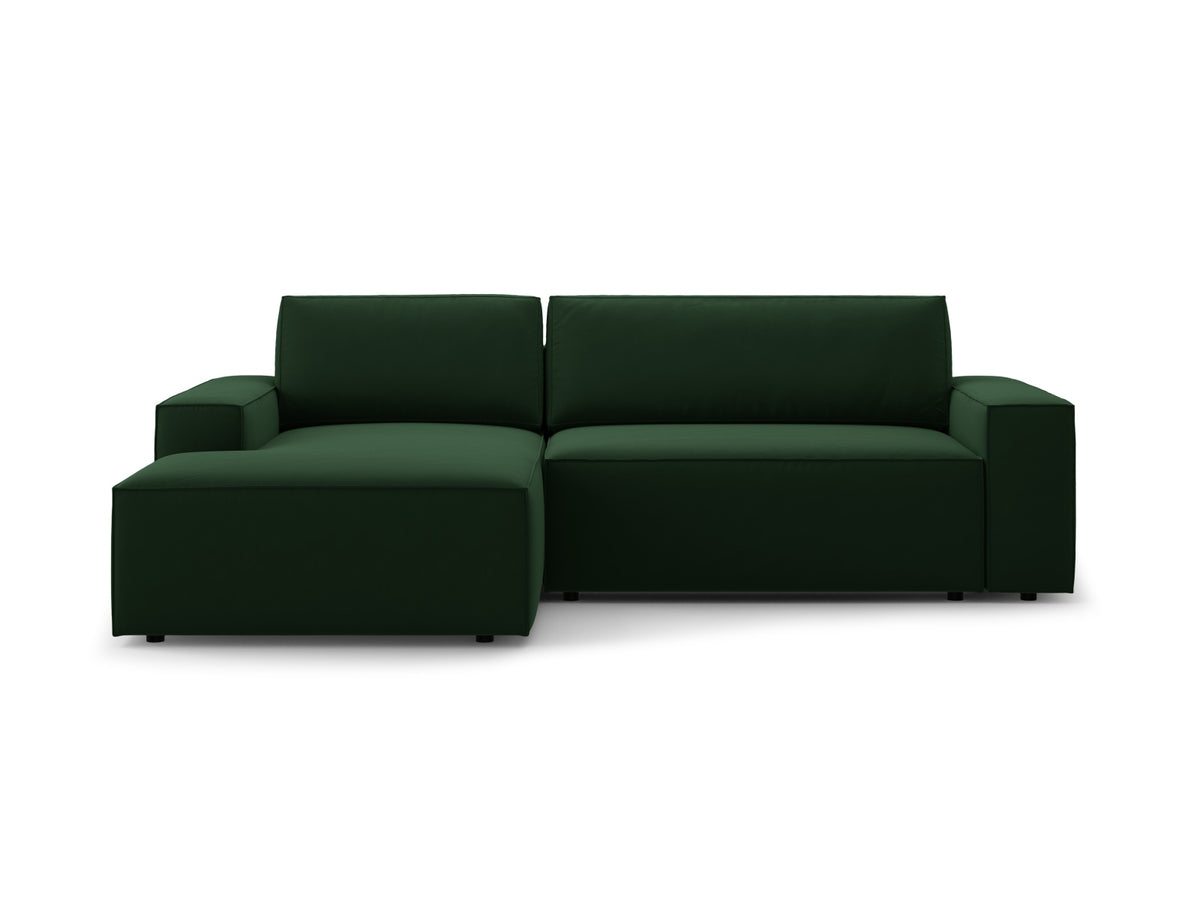 Jodie Corner Sofa With Bed Function And Box, 3 Seats, 246x151 cm — Bottle Green / Left