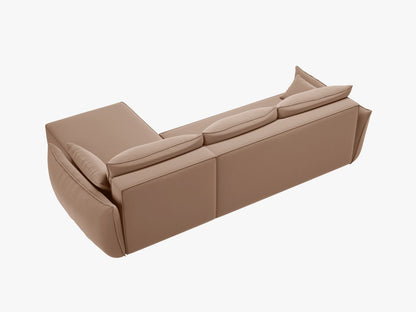 Ecksofa Samt Beige Kaelle — Detailansicht