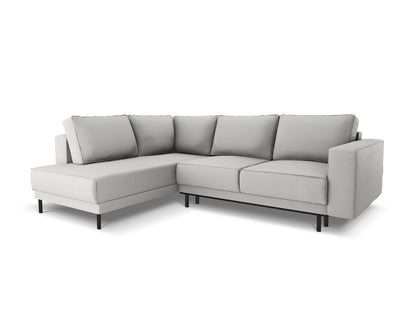 Ecksofa Strukturstoff Schwarz Caro — Light Grey