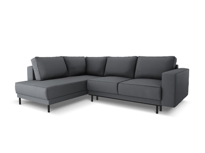 Ecksofa Strukturstoff Schwarz Caro — Dark Grey