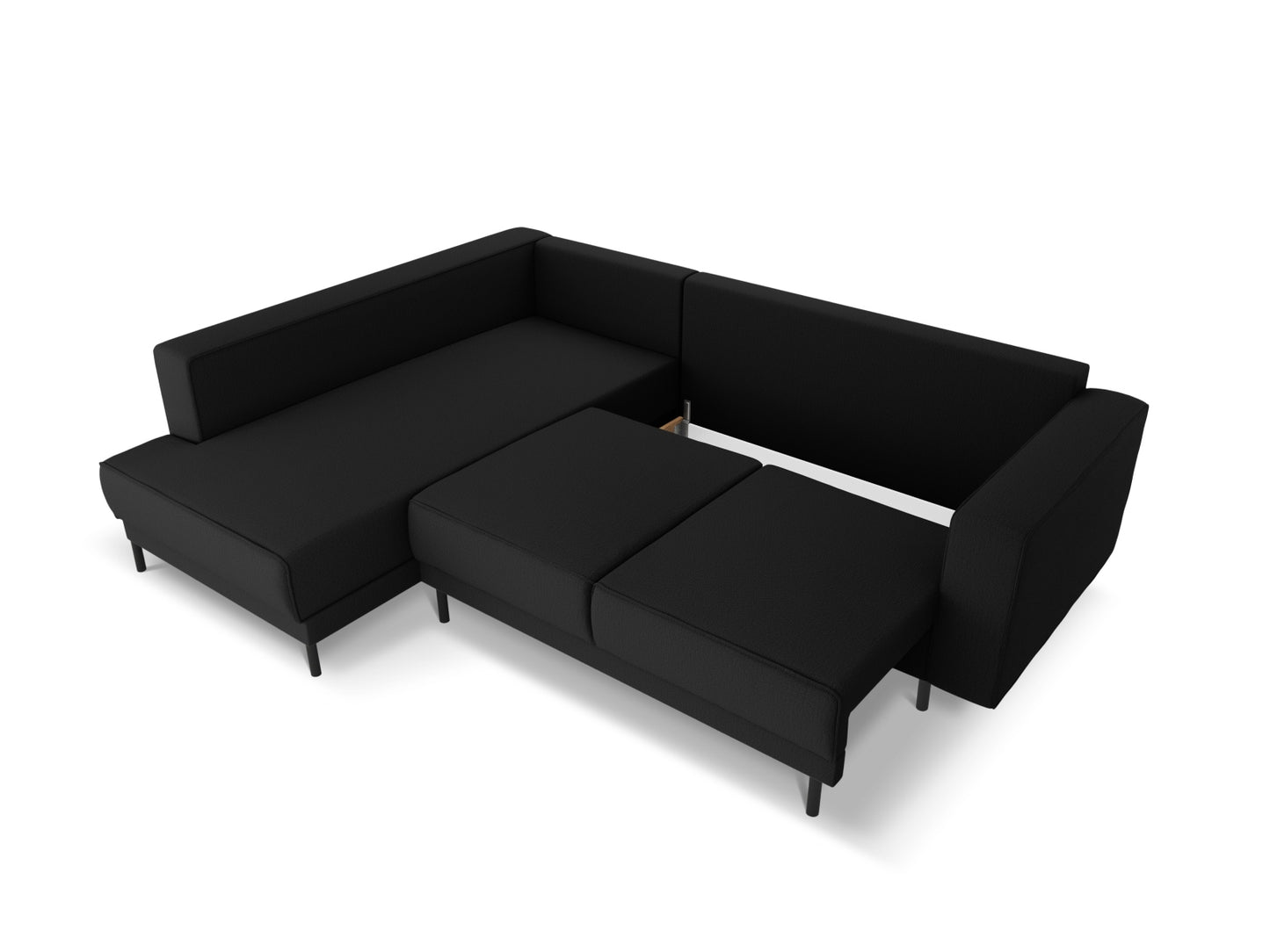 Ecksofa Strukturstoff Schwarz Caro — Ansicht 4
