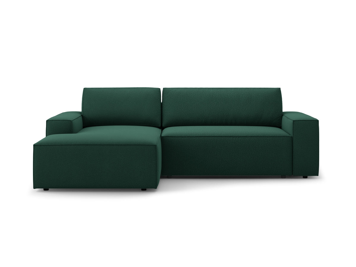 Jodie Corner Sofa With Bed Function And Box, 3 Seats, 246x151 cm — Green / Left