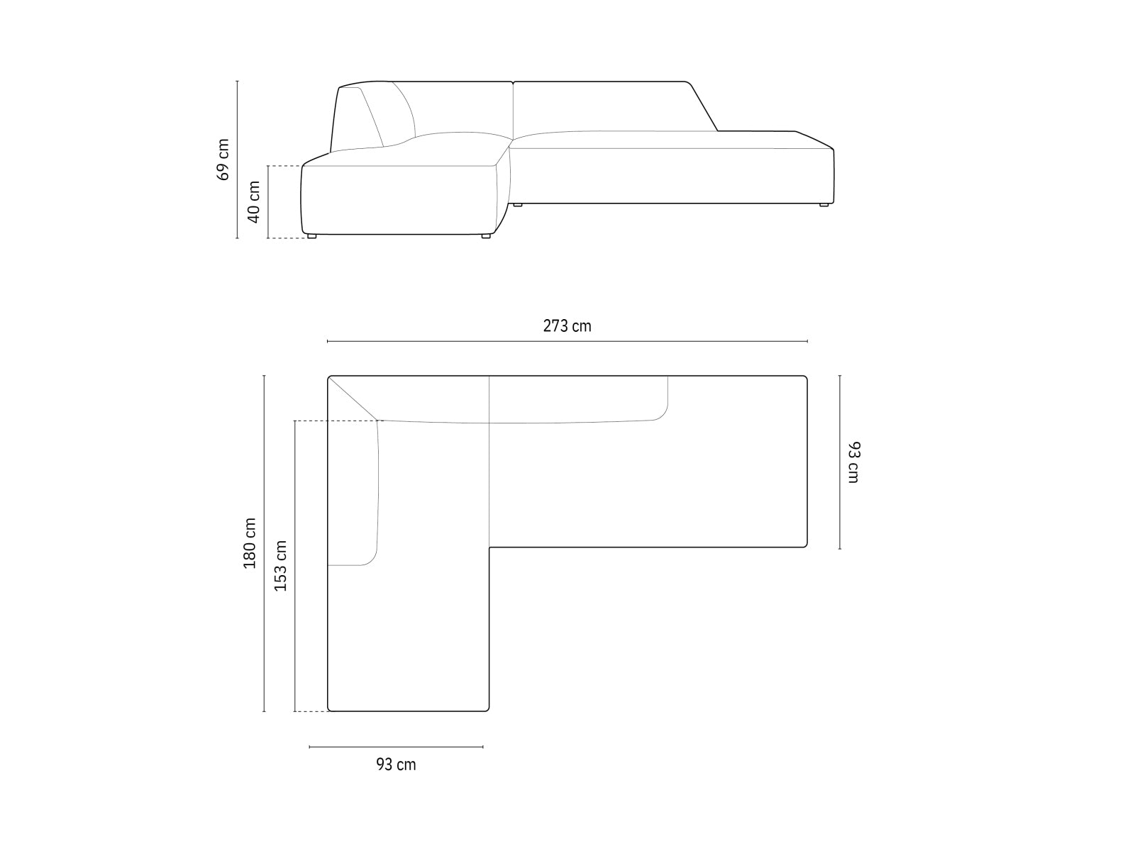Ecksofa Cord Schwarz Ruby — Ansicht 5