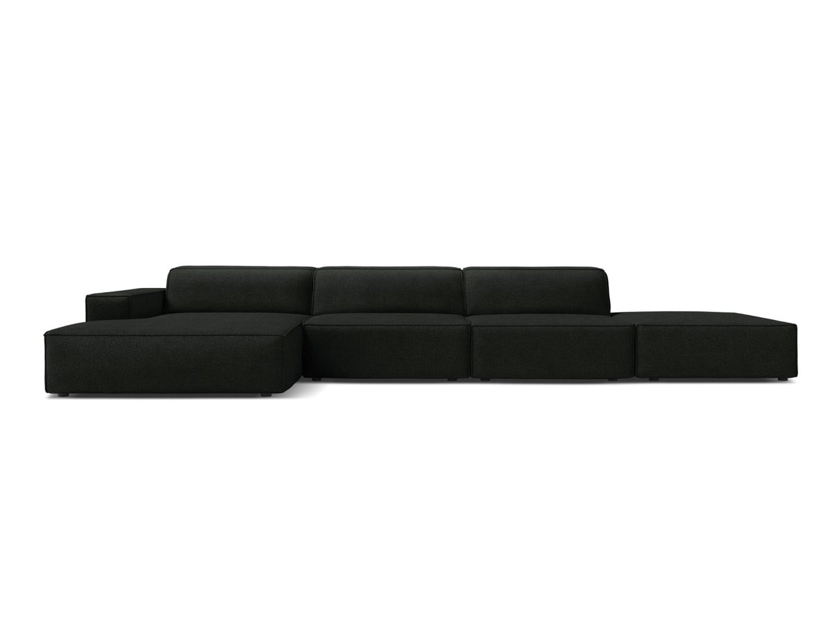 Jodie Corner Sofa, 5 Seats, 341x162 cm — Black / Left
