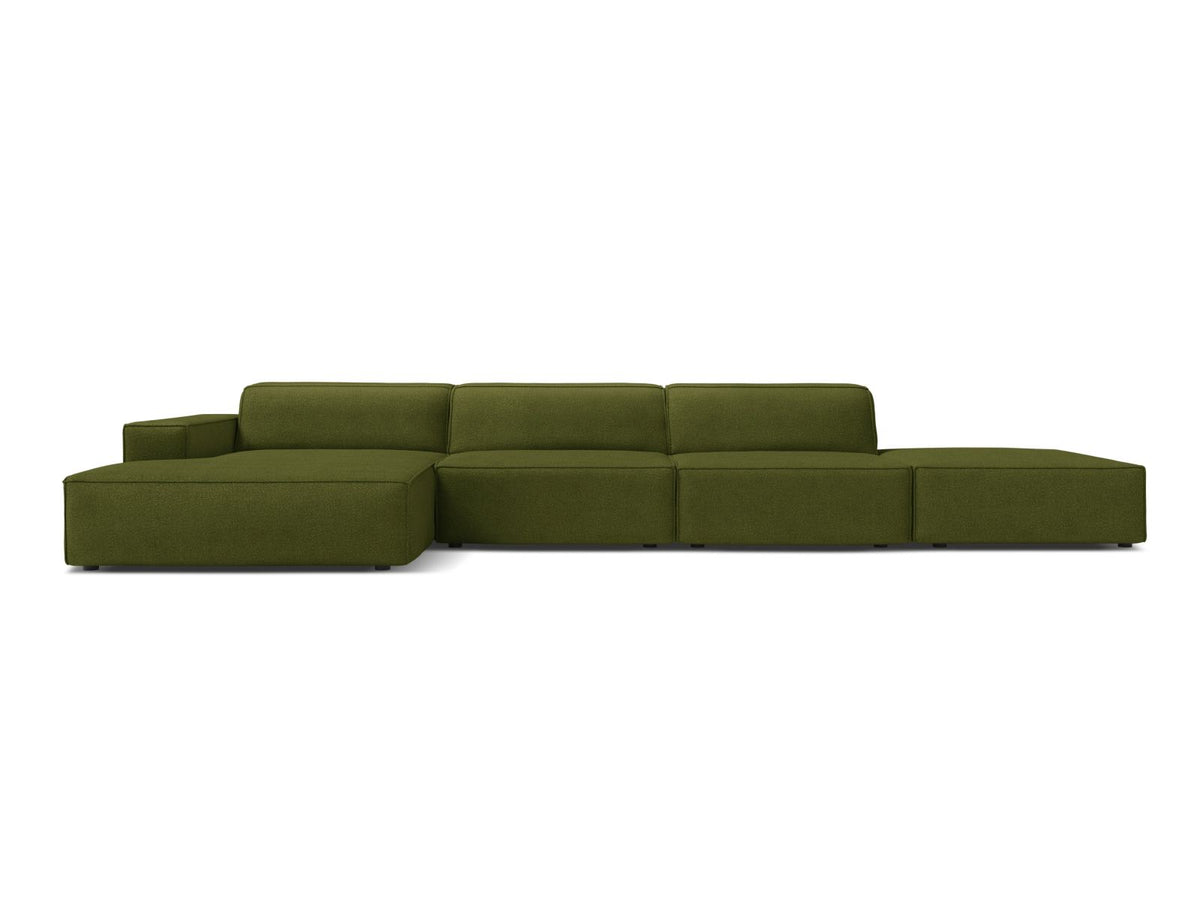 Jodie Corner Sofa, 5 Seats, 341x162 cm — Dark Olive Green / Left