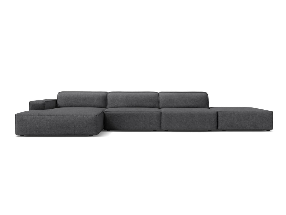 Jodie Corner Sofa, 5 Seats, 341x162 cm — Dark Grey / Left