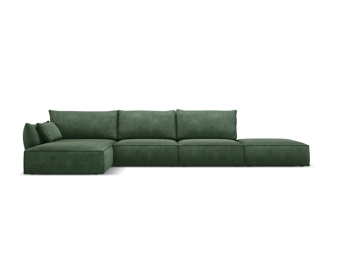 Kaelle Corner Sofa, 5 Seats, 364x171 cm — Bottle Green / Left