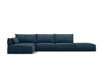 Ecksofa Chenille Beige Kaelle — Royal Blue