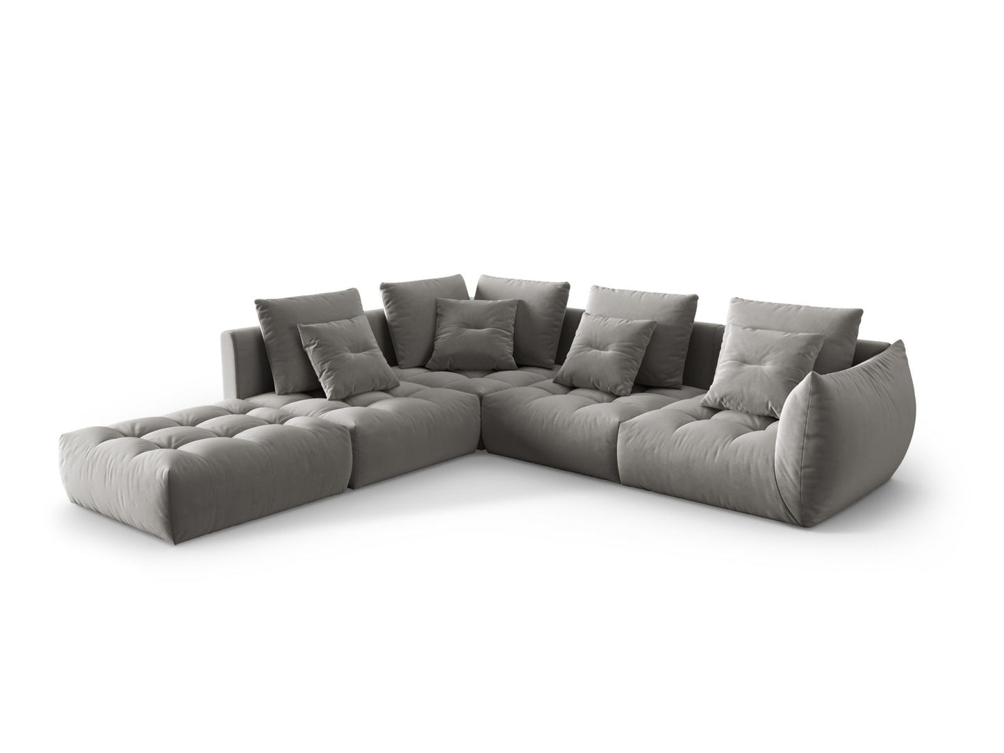 Ecksofa Samt Grau Bloom — Detailansicht