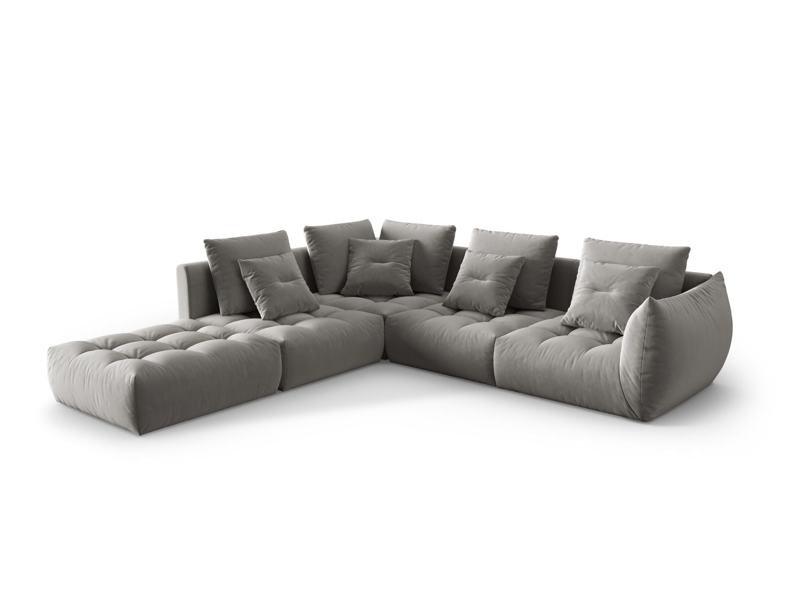 Ecksofa Samt Grau Bloom — Detailansicht