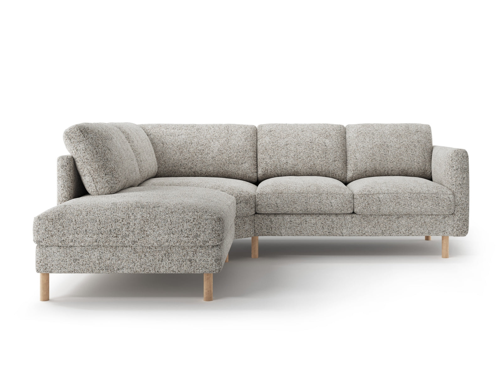 Ecksofa Strukturstoff Beige Melange Eden — Wohnbeispiel