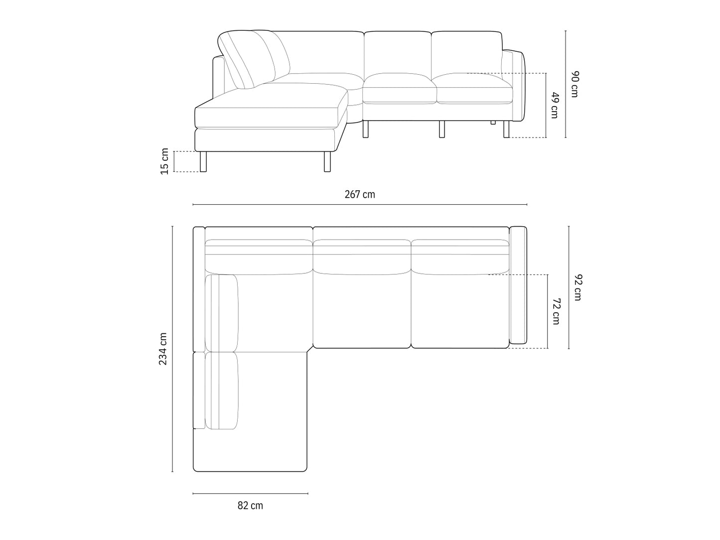 Ecksofa Strukturstoff Beige Melange Eden — Ansicht 4
