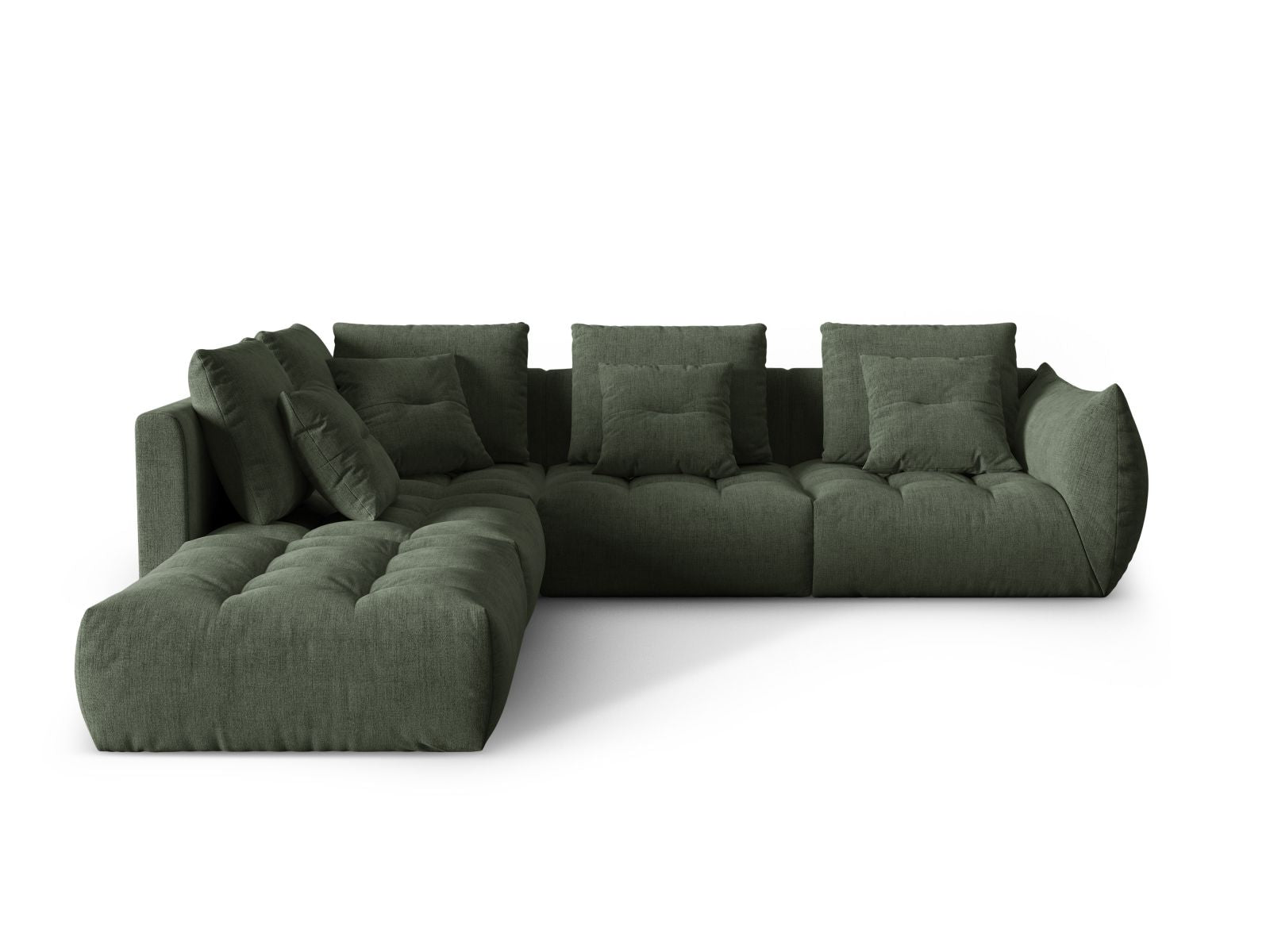 Bloom Modular Corner Sofa, 4 Seats, 316x307 cm — Moss Green / Left