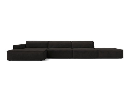Ecksofa Strukturstoff Beige Jodie — Black