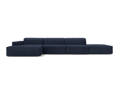 Ecksofa Strukturstoff Beige Jodie — Navy Blue