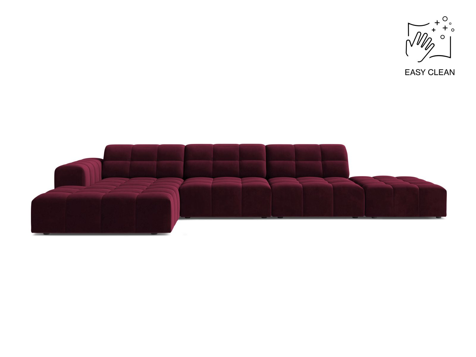 Jennifer Corner Sofa, 5 Seats, 348x167 cm — Burgundy / Left