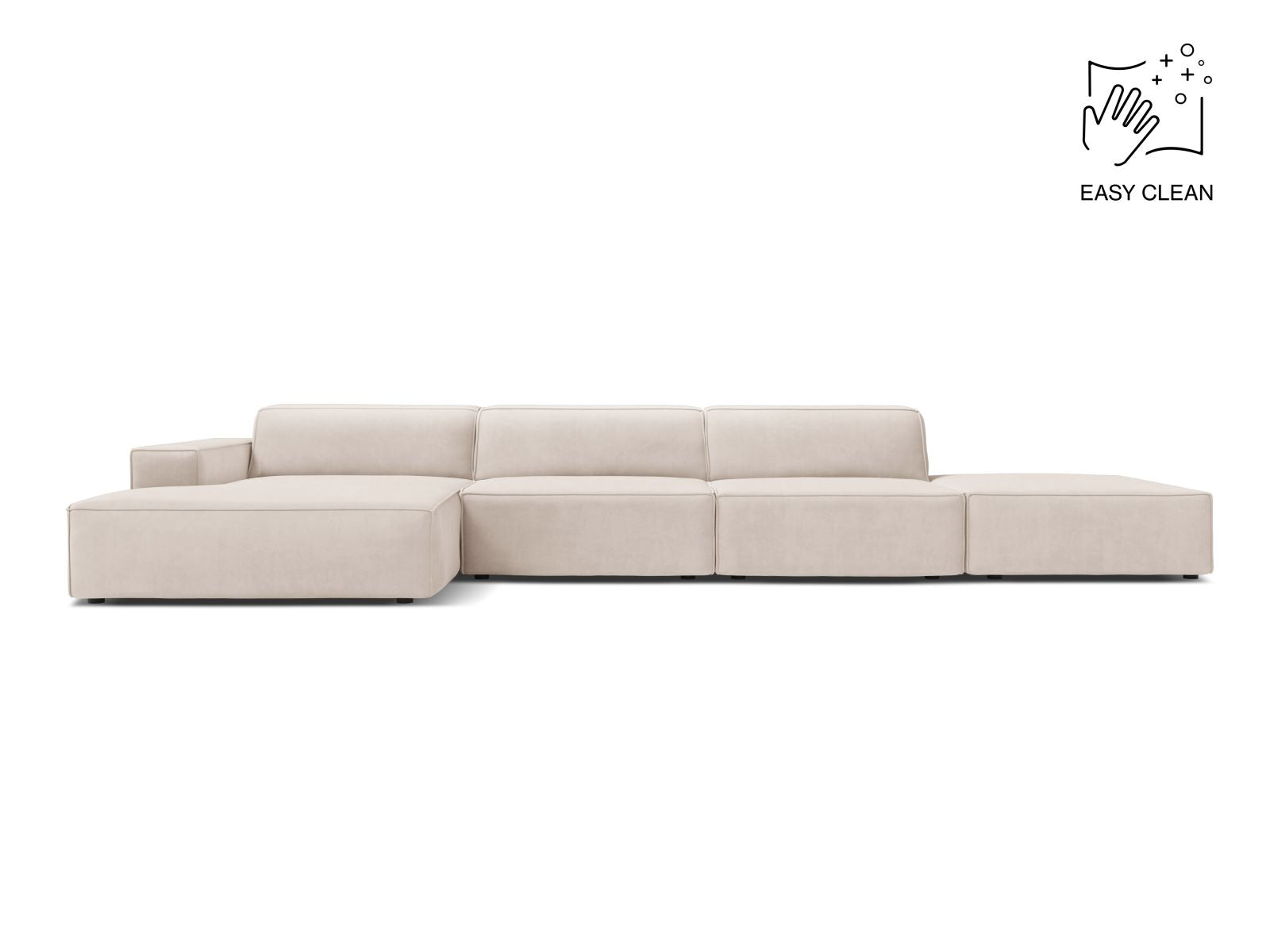 Jodie Modular Corner Sofa, 5 Seats, 341x162 cm — Light Beige / Left