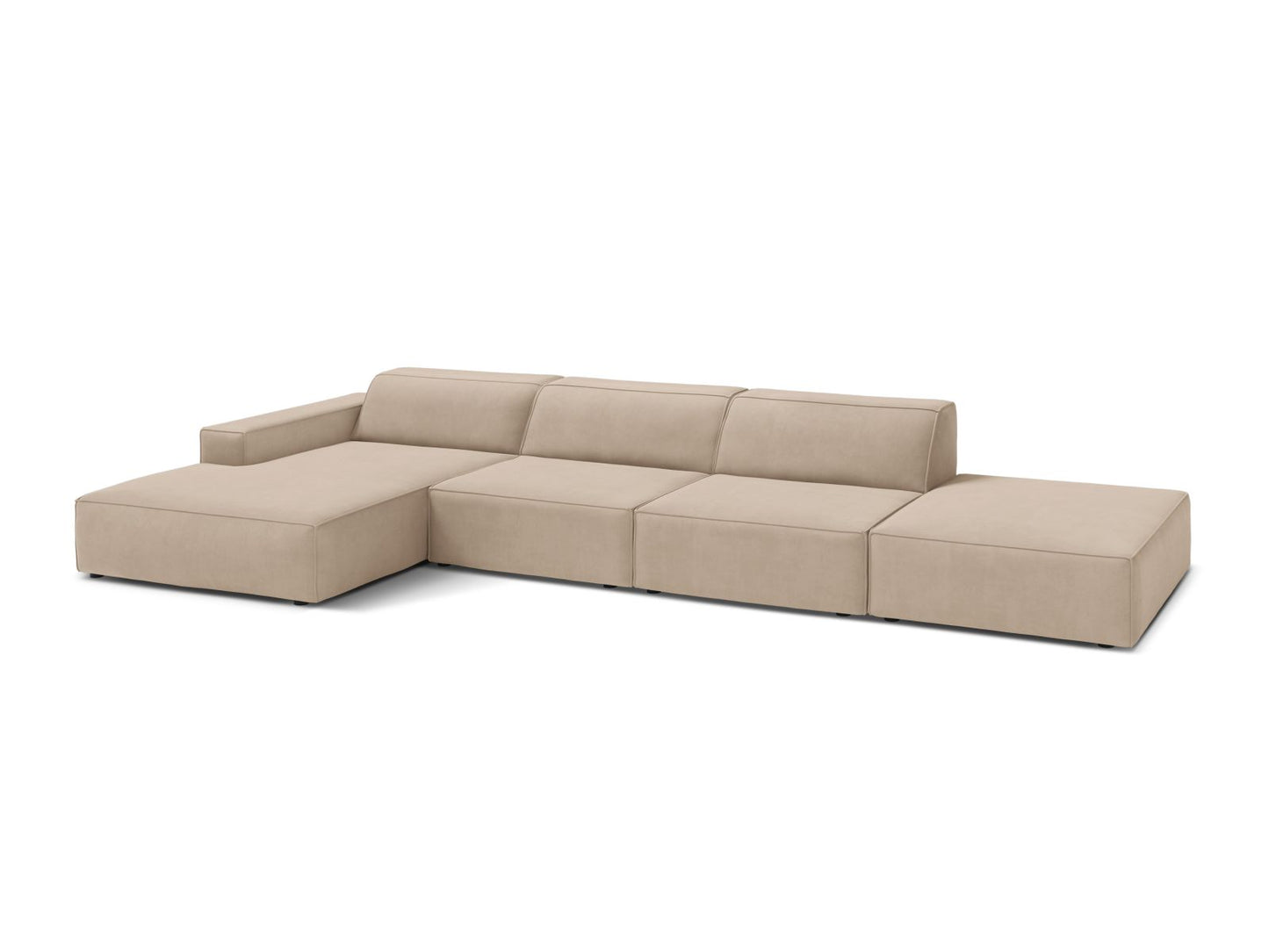 Ecksofa Samt Beige Jodie — Wohnbeispiel