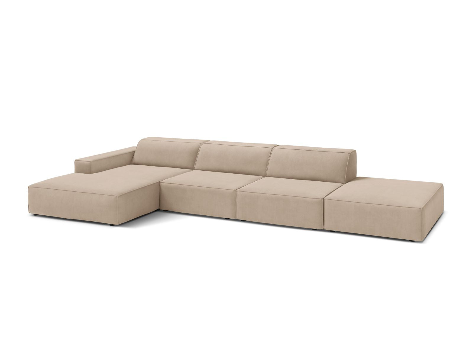 Ecksofa Samt Beige Jodie — Wohnbeispiel