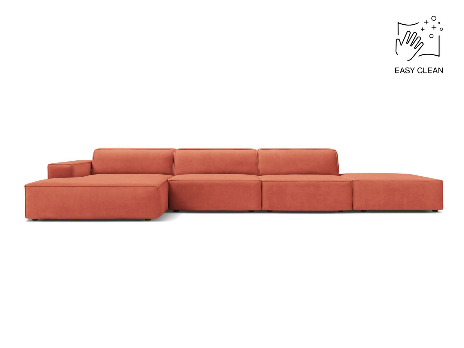 Jodie Modular Corner Sofa, 5 Seats, 341x162 cm — Coral / Left