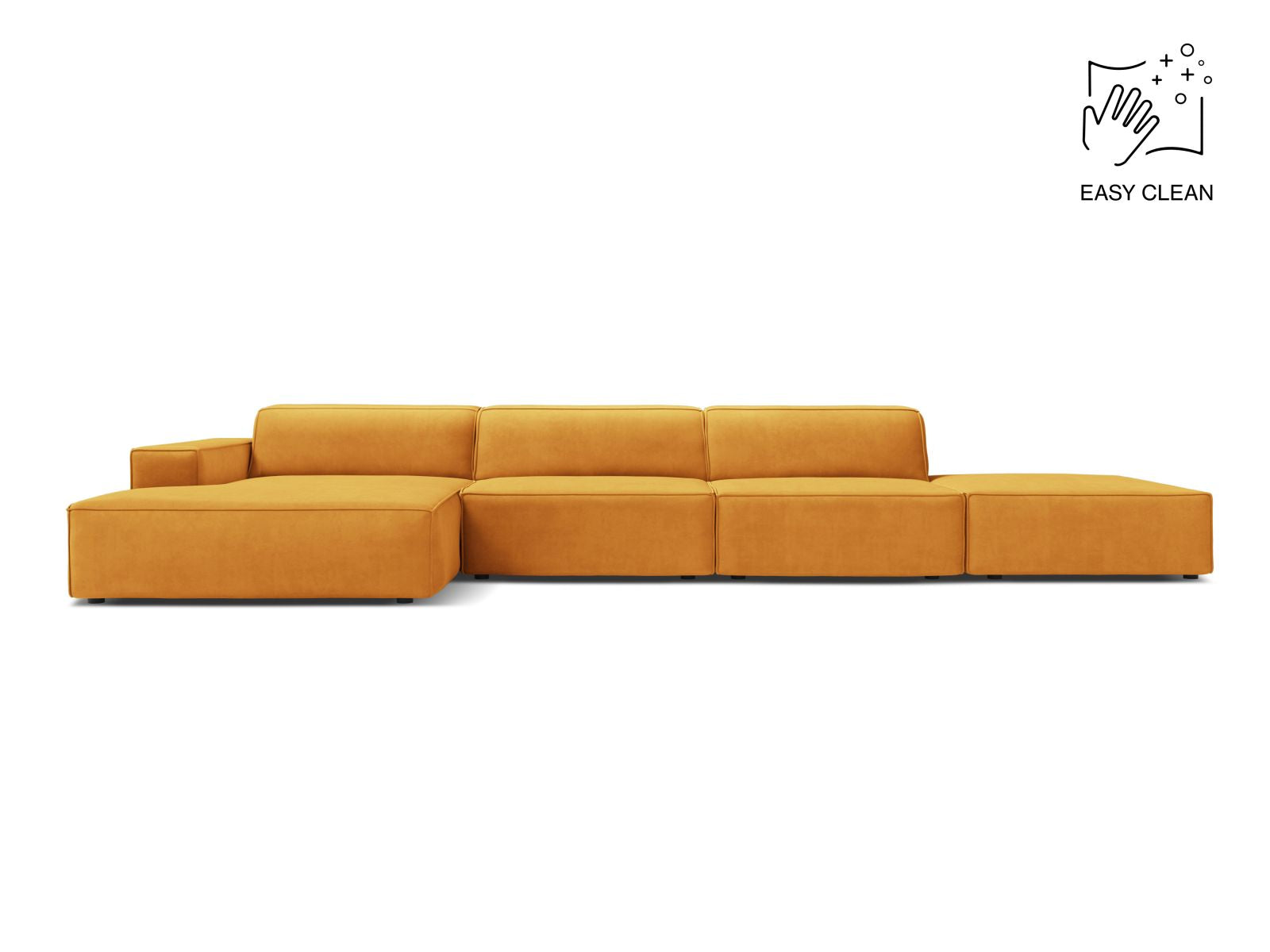 Jodie Modular Corner Sofa, 5 Seats, 341x162 cm — Yellow / Left