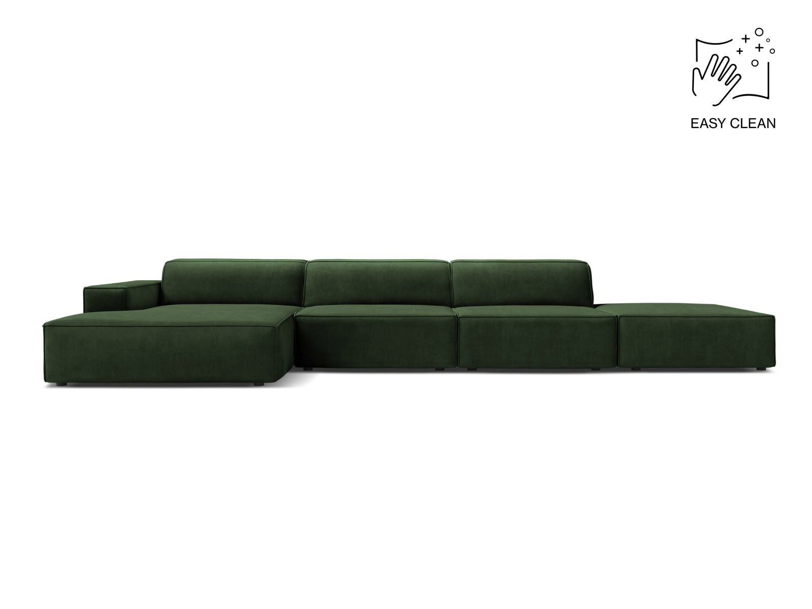 Jodie Modular Corner Sofa, 5 Seats, 341x162 cm — Bottle Green / Left