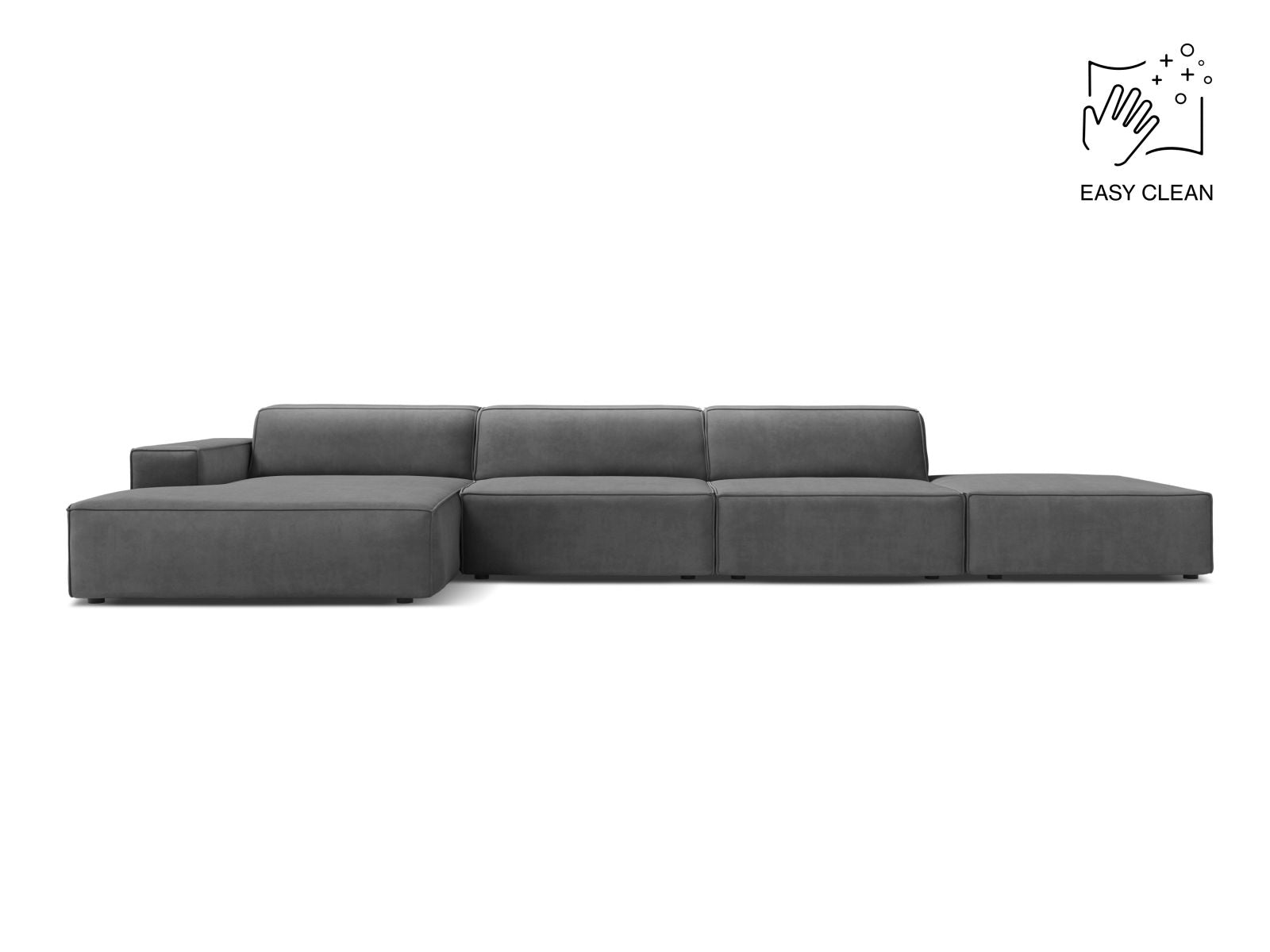 Jodie Modular Corner Sofa, 5 Seats, 341x162 cm — Grey / Left