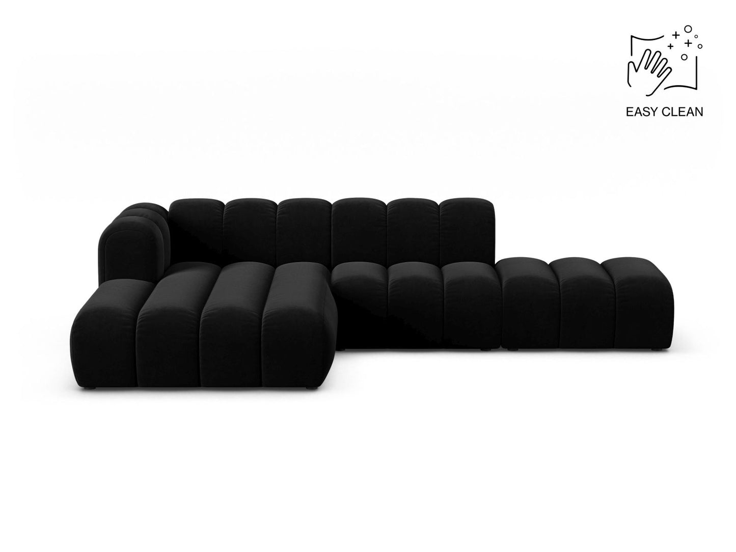 Ecksofa Samt Beige Lupine — Black