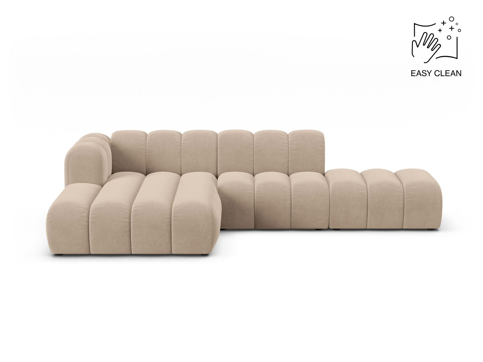 Ecksofa Samt Beige Lupine — Beige