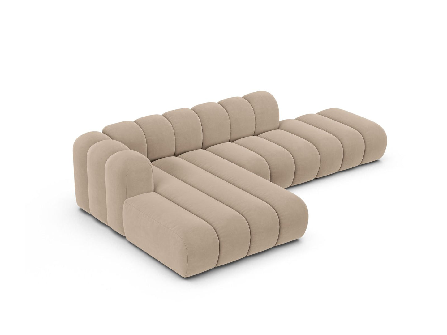 Ecksofa Samt Beige Lupine — Detailansicht