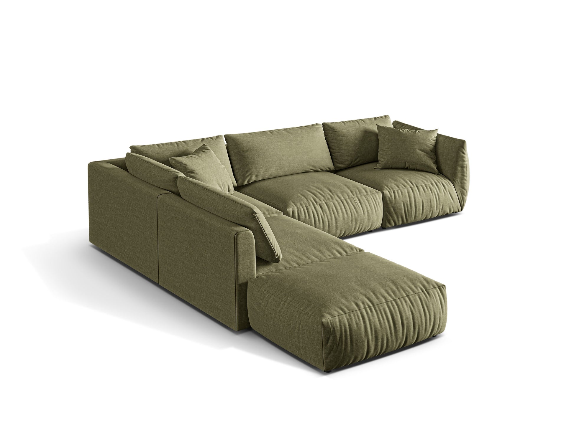 Ecksofa Strukturstoff Light Green Chris — Maße und Details