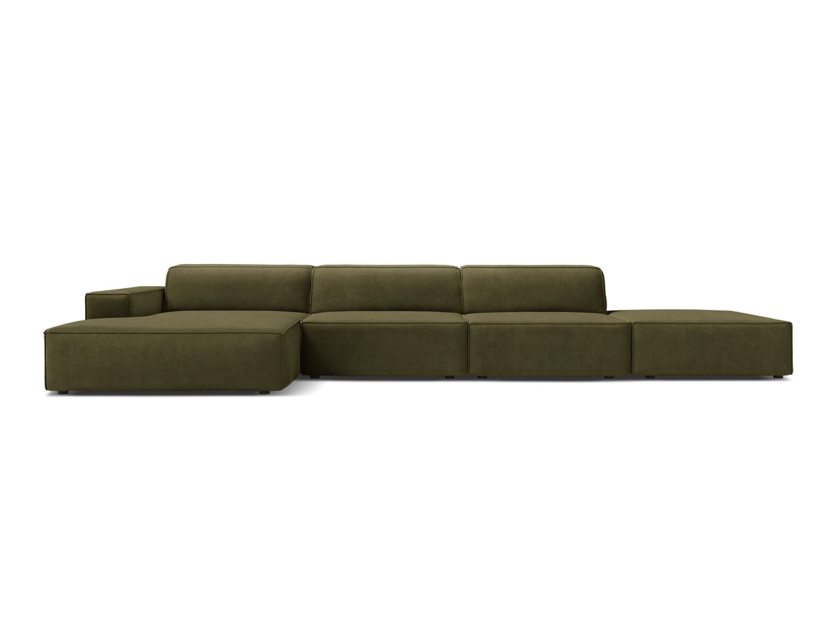 Jodie Corner Sofa, 5 Seats, 341x162 cm — Green / Left