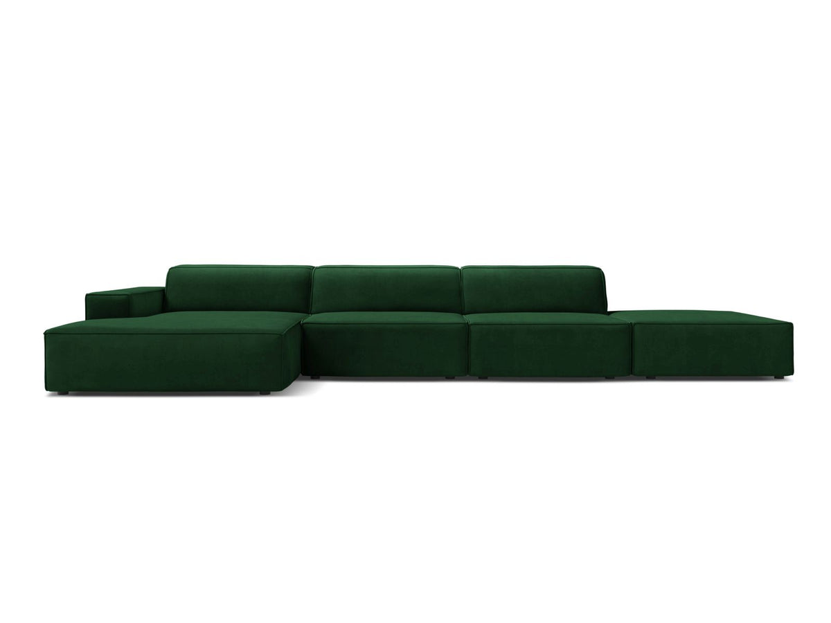 Jodie Corner Sofa, 5 Seats, 341x162 cm — Bottle Green / Left