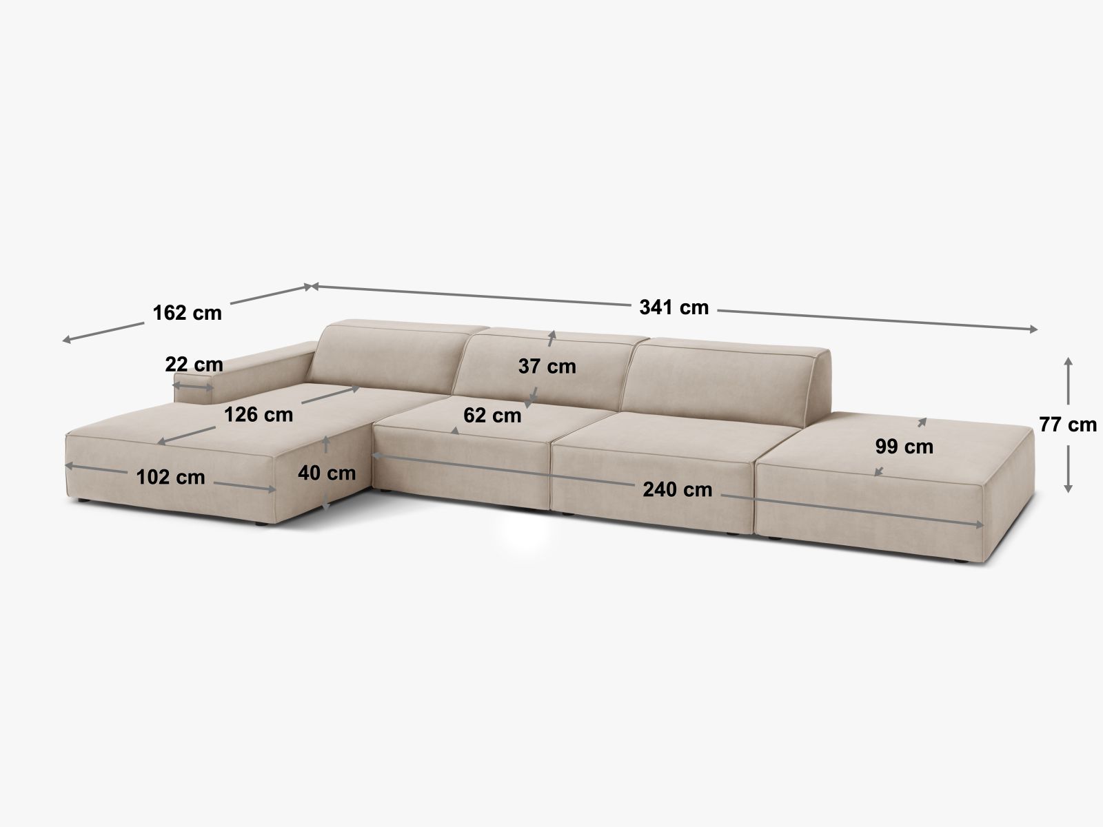 Ecksofa Samt Schwarz Jodie — Ansicht 4